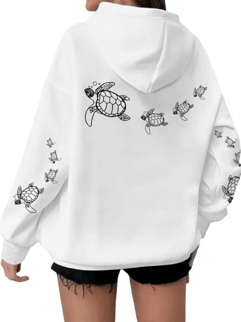 Adorable Oversized Sea Turtle Hoodie for Women | Aesthetic Graphic Sweatshirt
